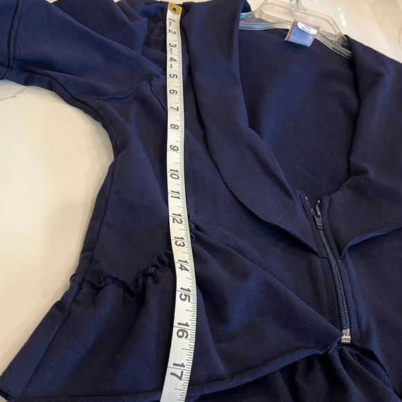 Navy Blue short sleeve top/shrug by Curious Gypsy. Large. Front zipper - Picture 12 of 14